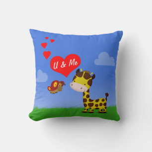 Giraffe and Butterfly in Love Cushion