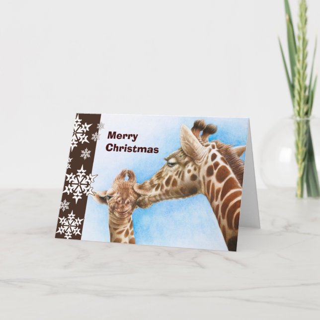 Giraffe and Calf Christmas Card (Front)
