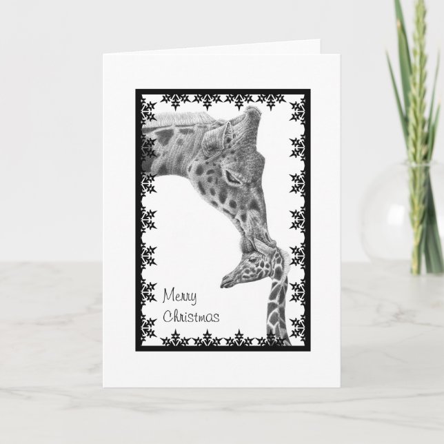 Giraffe and Calf Christmas Card (Front)