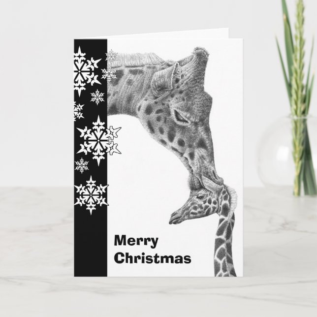 Giraffe and Calf Christmas Card (Front)