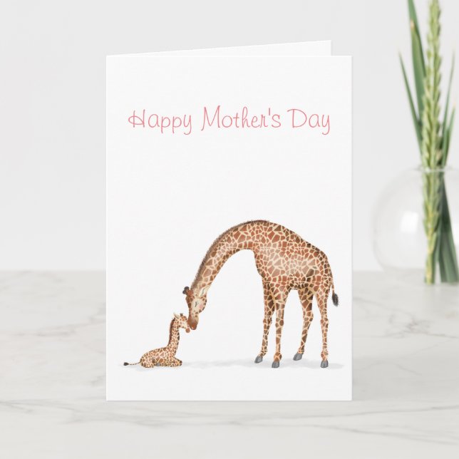 Giraffe and calf Mother's Day card (Front)