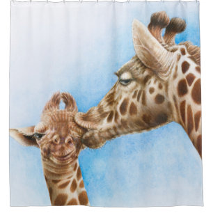 Giraffe and Calf Shower Curtain