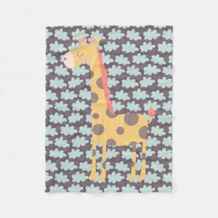 Giraffe and Clouds Fleece Blanket