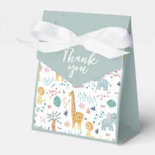 Giraffe and Elephant Boy Safari Baby Shower Favour Box