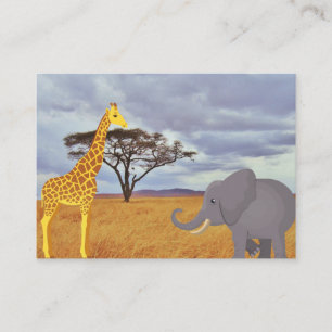 giraffe and elephant in the safari business card