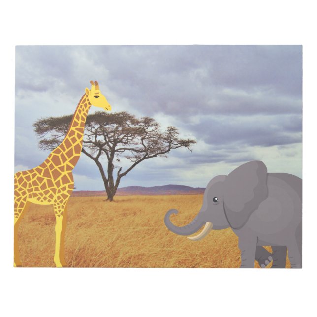 giraffe and elephant in the safari notepad (Front)