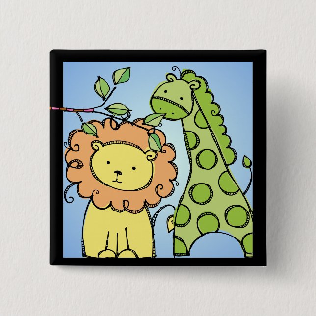 Giraffe and Lion Button (Front)