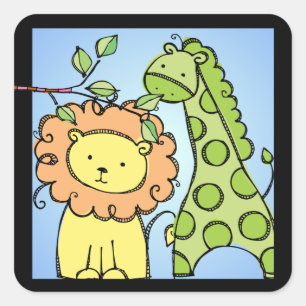 Giraffe and Lion Stickers