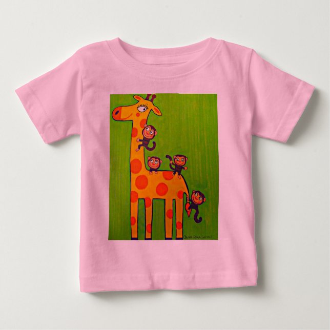 Giraffe and Monkey Business Baby T-Shirt (Front)