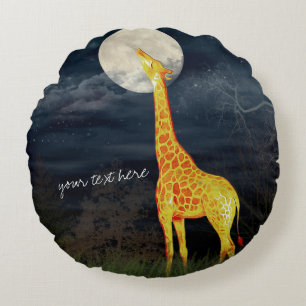 Giraffe and Moon Custom Brushed Throw Pillow