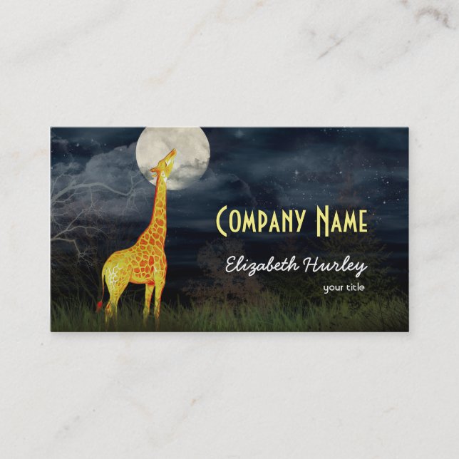 Giraffe and Moon | Custom Business Cards (Front)
