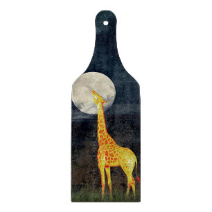 Giraffe and Moon   Custom Glass Cutting Board