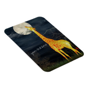 Giraffe and Moon Custom Photo Magnet
