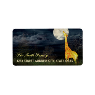 Giraffe and Moon   Custom Shipping / Address Label