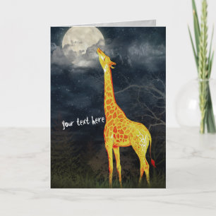 Giraffe and Moon   Greeting Cards