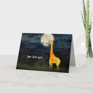 Giraffe and Moon   Greeting Cards