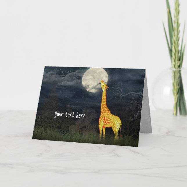 Giraffe and Moon | Greeting Cards (Front)