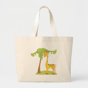 Giraffe and Tree Large Tote Bag