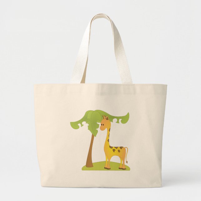 Giraffe and Tree Large Tote Bag (Front)