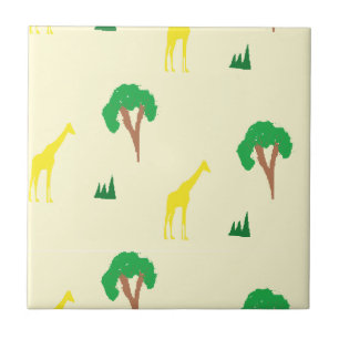 Giraffe and tree pattern ceramic tile