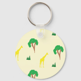 Giraffe and tree pattern key ring