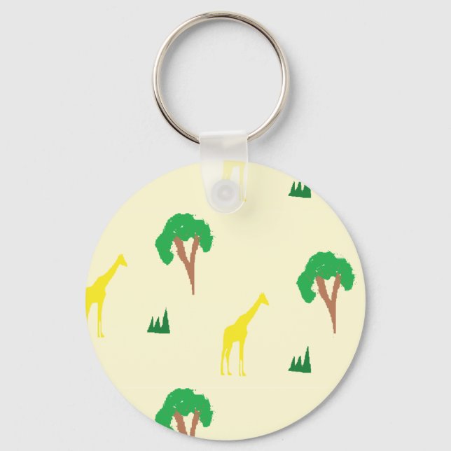 Giraffe and tree pattern key ring (Front)