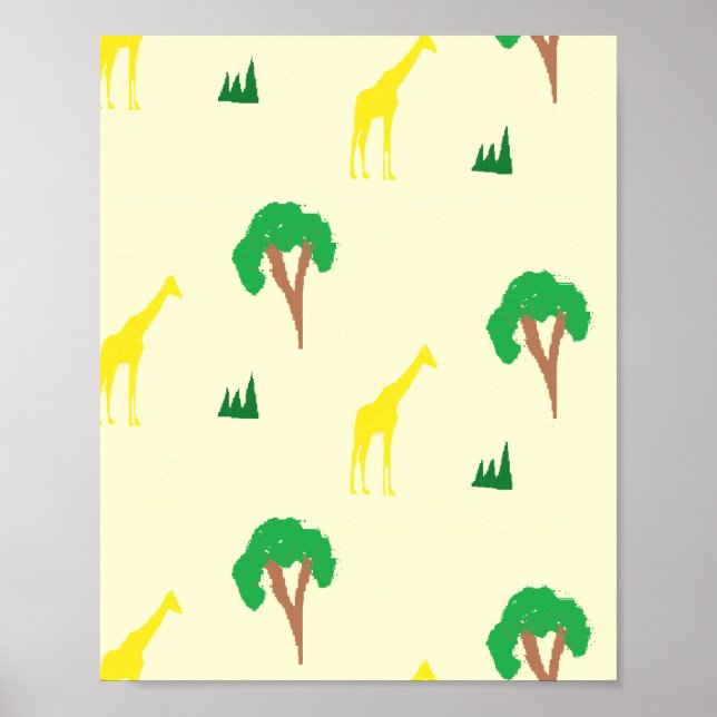 Giraffe and tree pattern poster (Front)