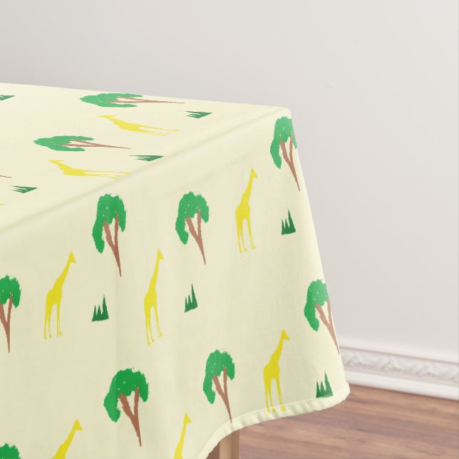 Giraffe and tree pattern tablecloth (In Situ)