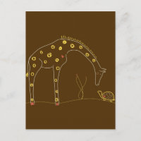 Giraffe and turtle on Brown and Yellow