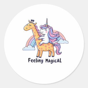 Giraffe and Unicorn  Classic Round Sticker