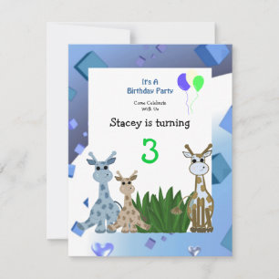 Giraffe Animal Birthday Invitation