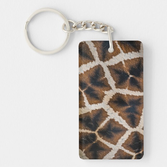 giraffe animal fur skin texture wild leather patte key ring (Front)
