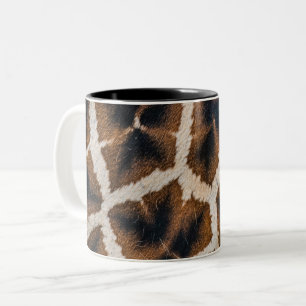 giraffe animal fur skin texture wild leather patte Two-Tone coffee mug