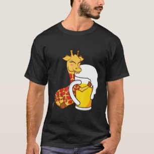 Giraffe Animal Giraffe Hugging Beer Graphic Desig T-Shirt