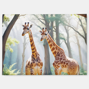 Giraffe Animal Nature Wildlife Affection Caring Magnet