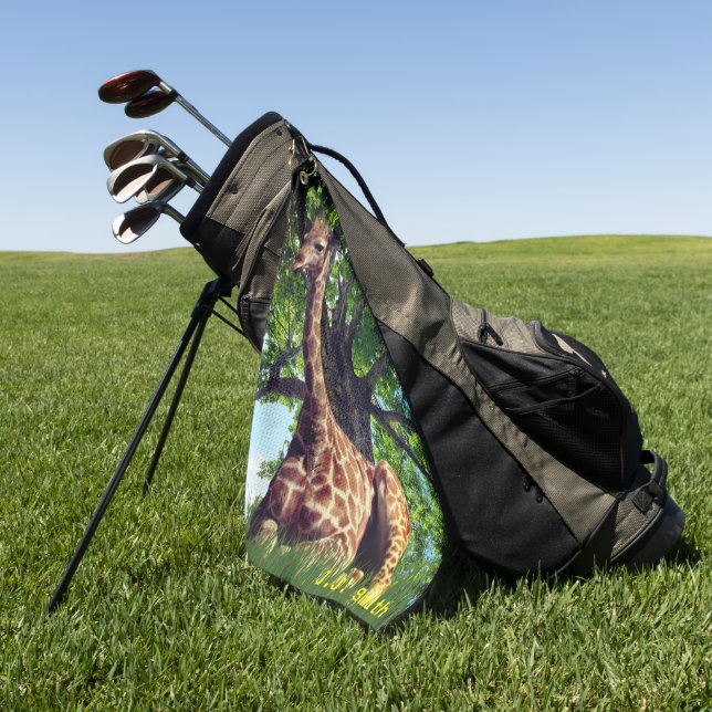 Giraffe Animal  Personalised Golf Towel (Green)