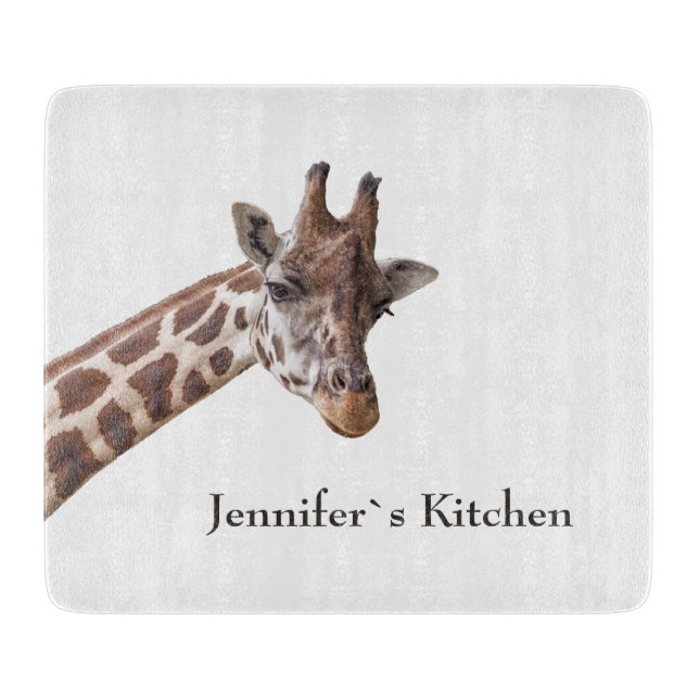 Giraffe Animal Personalised Name Cutting Board (Front)