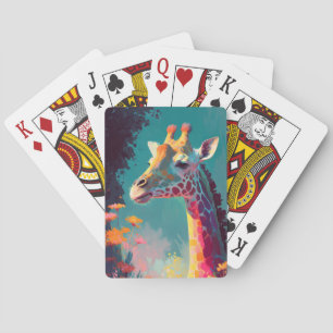 Giraffe Animal Portrait Painting Wildlife Outdoors Playing Cards