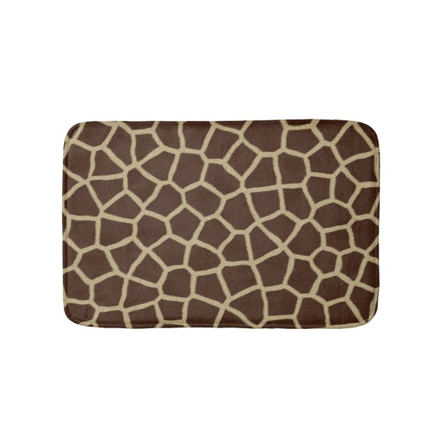 Giraffe Animal Print Brown Bath Mat (Front)