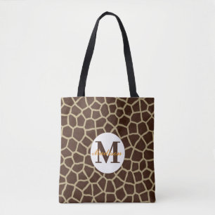 Giraffe Animal Print Monogram Tote Bag