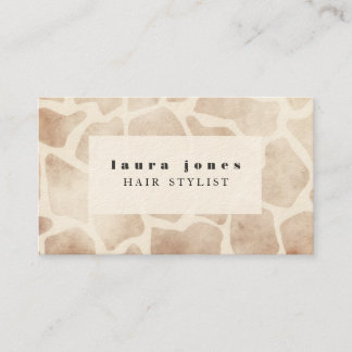 Giraffe Animal Print Pattern Hair Stylist Template Business Card