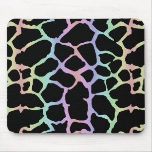 Giraffe Animal Print Rainbow And Black Design Mouse Pad