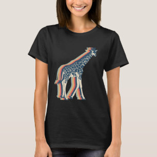 Giraffe Animal Retro Line Art T-Shirt