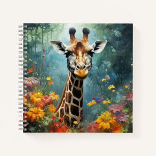 Giraffe Animal Wildlife Wilderness Colourful Print Notebook