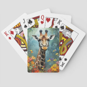 Giraffe Animal Wildlife Wilderness Colourful Print Playing Cards