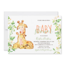 Giraffe Animals Baby Shower Invitation
