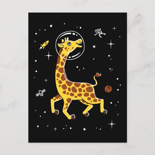 Giraffe Animals In Space Postcard (Front)