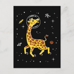 Giraffe Animals In Space Postcard