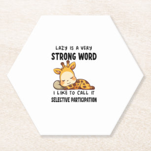 Giraffe Animals - Lazy Is A Very Strong Word _1 Paper Coaster