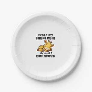 Giraffe Animals - Lazy Is A Very Strong Word Paper Plate